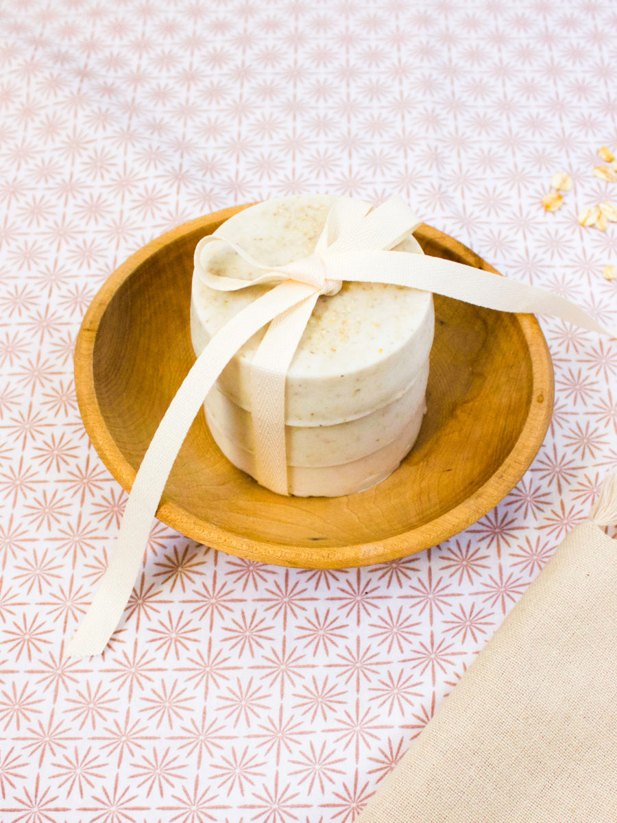 A gentle cleanser for your skin, this oatmeal soap DIY is made with natural whole oats